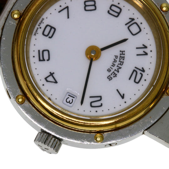 HERMES Watches Quartz Stainless Steel , SSxGP gold Clipper white dial Women Used Authentic