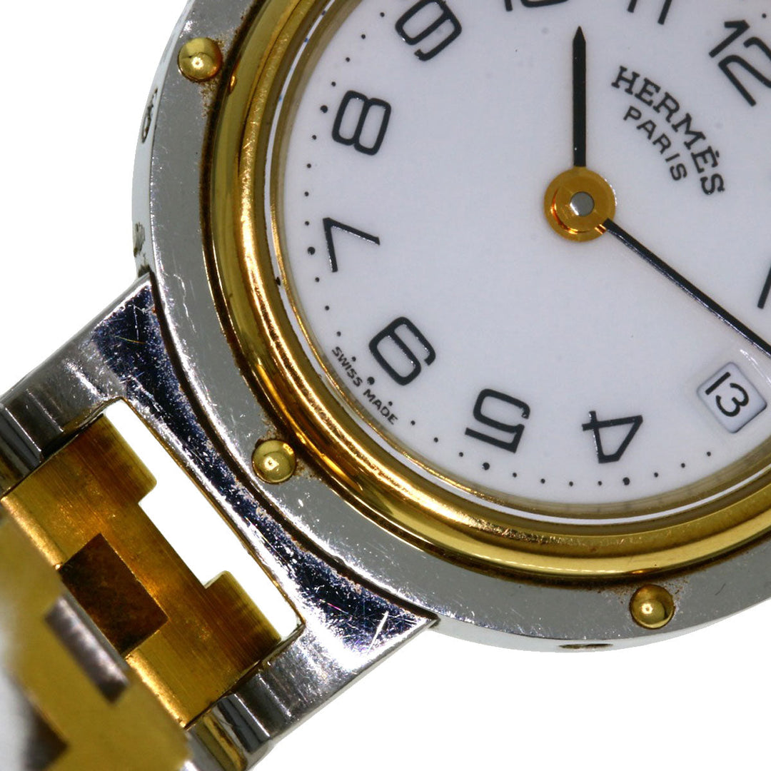 HERMES Watches Quartz Stainless Steel , SSxGP gold Clipper white dial Women Used Authentic