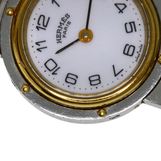HERMES Watches Quartz Stainless Steel , SSxGP gold Clipper white dial Women Used Authentic