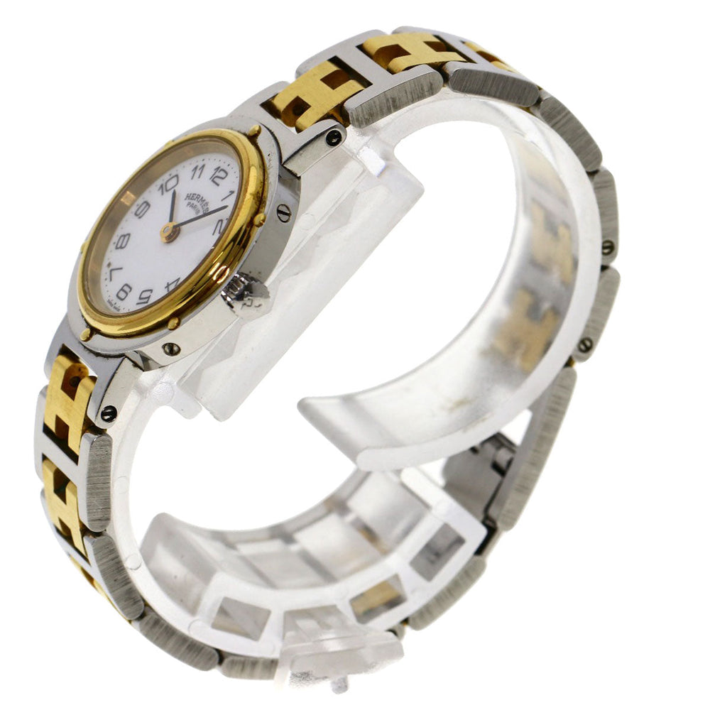 HERMES Watches Quartz Stainless Steel , SSxGP gold Clipper white dial Women Used Authentic