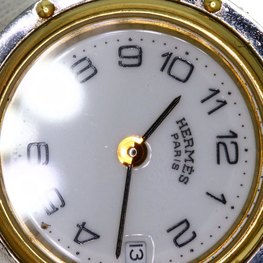 HERMES Watches Quartz Stainless Steel , SSxGP gold Clipper white dial Women Used Authentic
