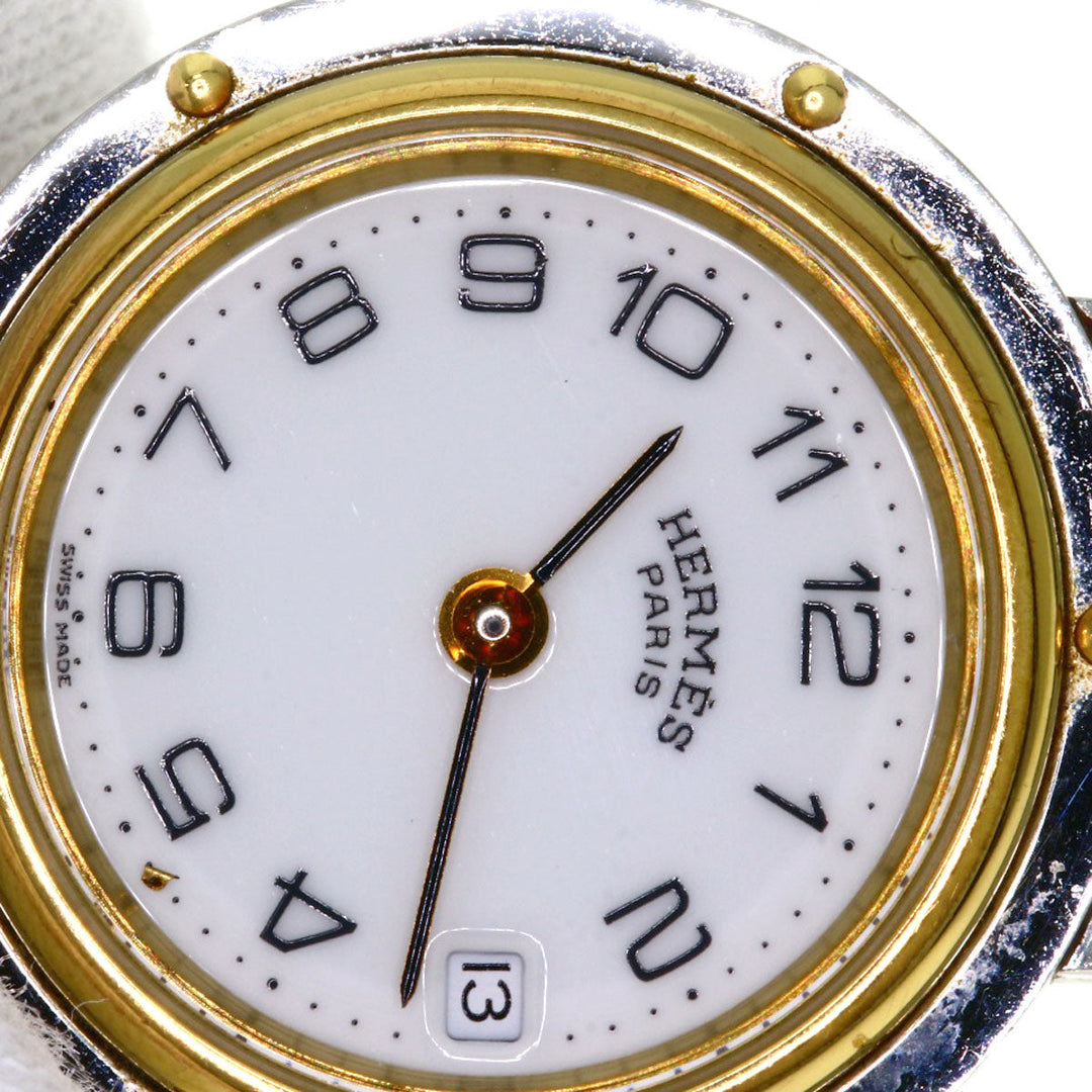 HERMES Watches Quartz Stainless Steel , SSxGP gold Clipper white dial Women Used Authentic