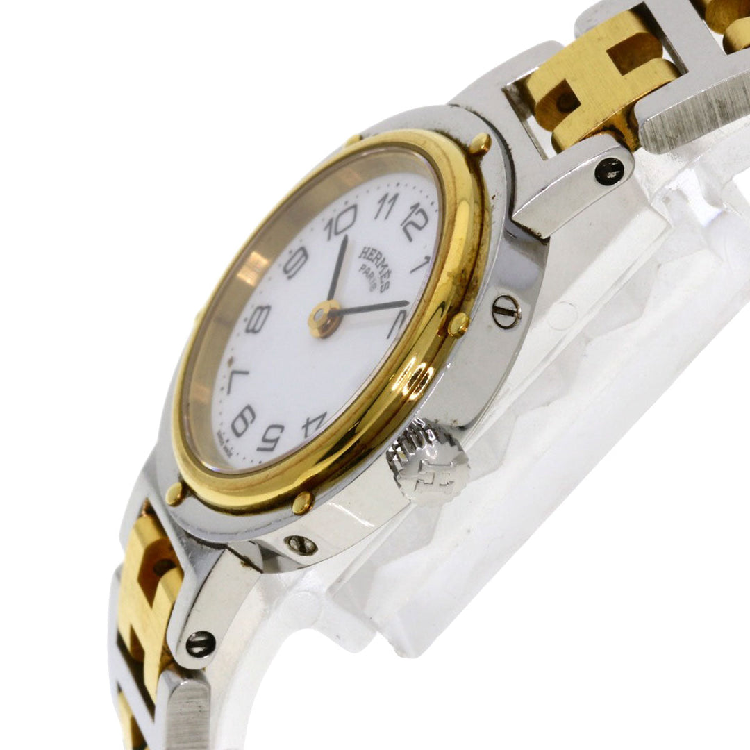 HERMES Watches Quartz Stainless Steel , SSxGP gold Clipper white dial Women Used Authentic