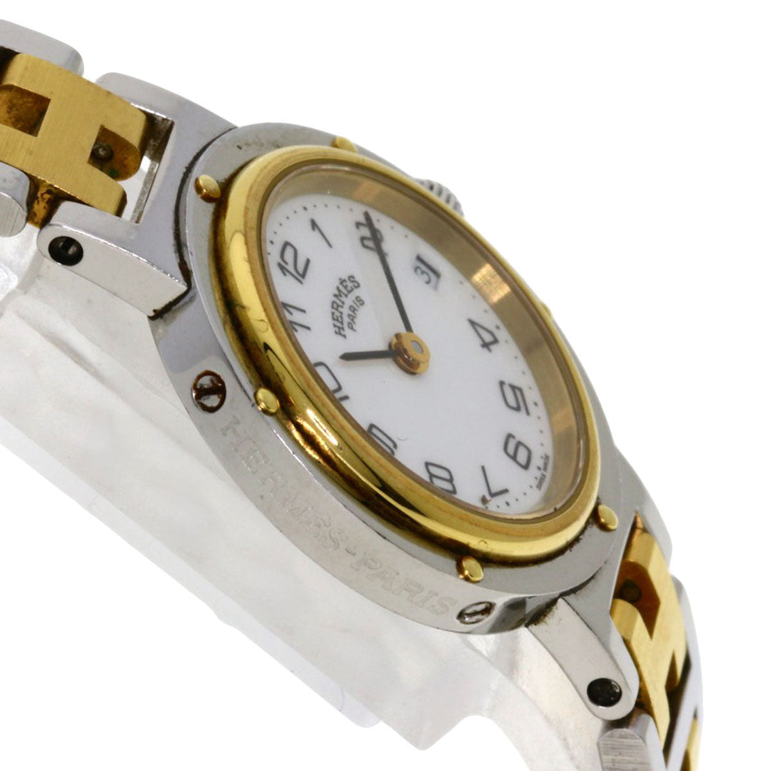 HERMES Watches Quartz Stainless Steel , SSxGP gold Clipper white dial Women Used Authentic