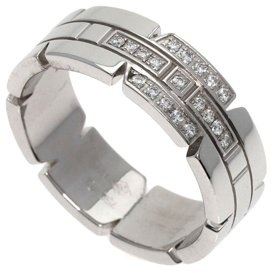 CARTIER Ring K18WG Silver Tank Francaise Diamond #61 Women Used Authentic