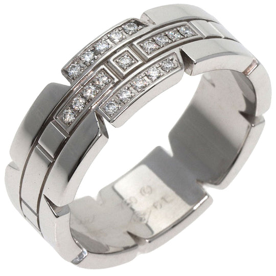 CARTIER Ring K18WG Silver Tank Francaise Diamond #61 Women Used Authentic