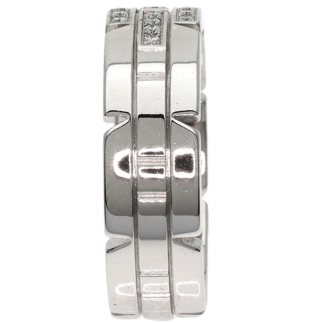 CARTIER Ring K18WG Silver Tank Francaise Diamond #61 Women Used Authentic