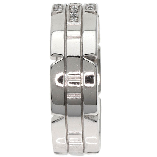 CARTIER Ring K18WG Silver Tank Francaise Diamond #61 Women Used Authentic