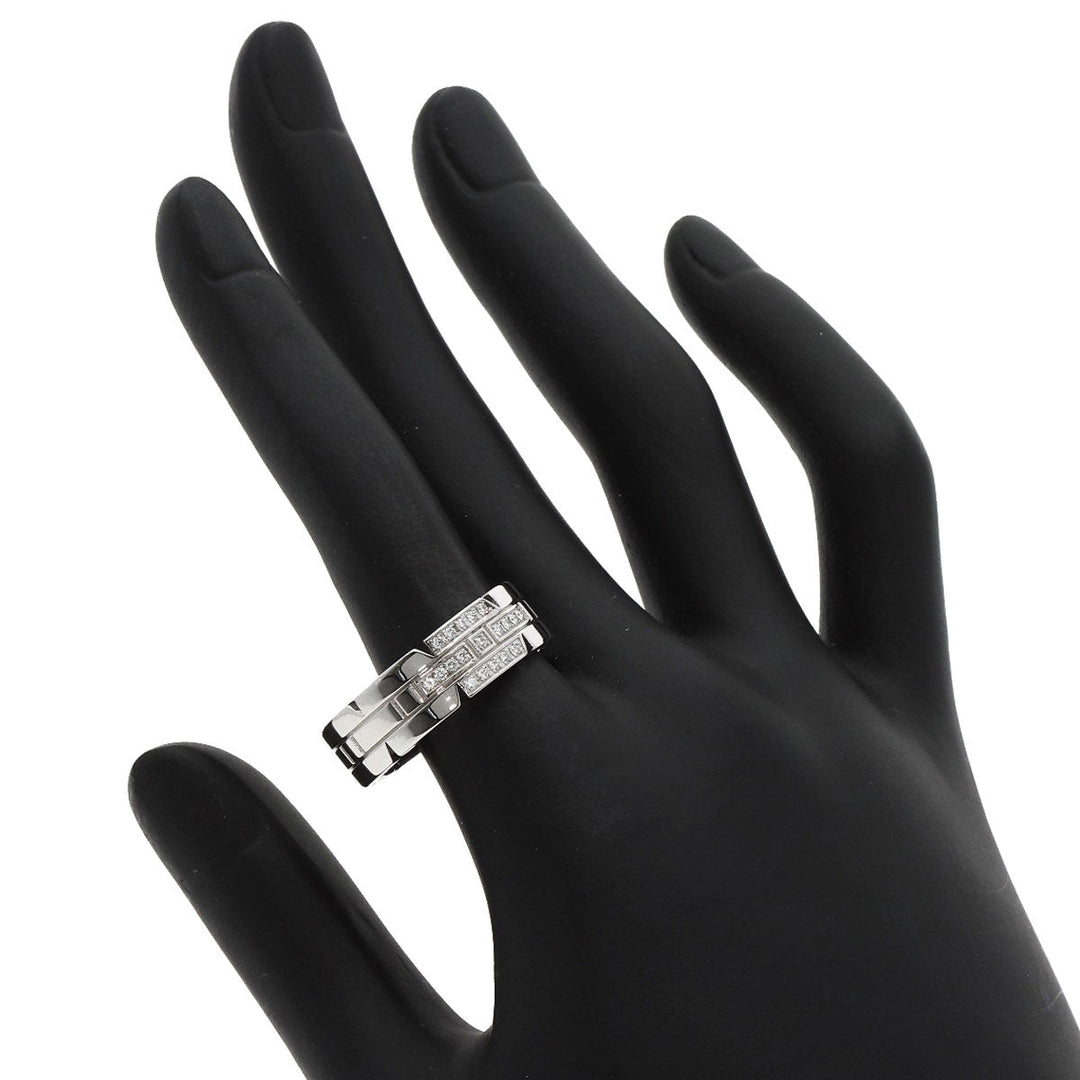 CARTIER Ring K18WG Silver Tank Francaise Diamond #61 Women Used Authentic