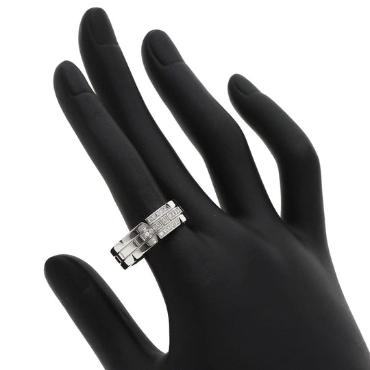CARTIER Ring K18WG Silver Tank Francaise Diamond #61 Women Used Authentic