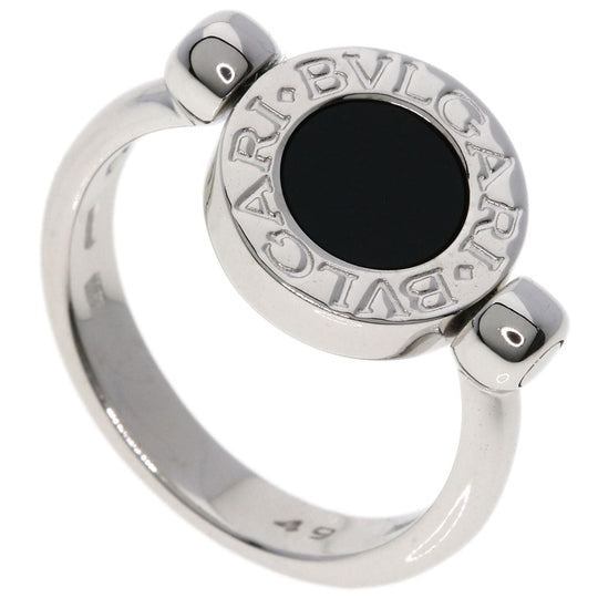 BVLGARI Ring K18WG Silver BVLGARI BVLGARI Flip Onyx Diamond #49 Women Used Authentic