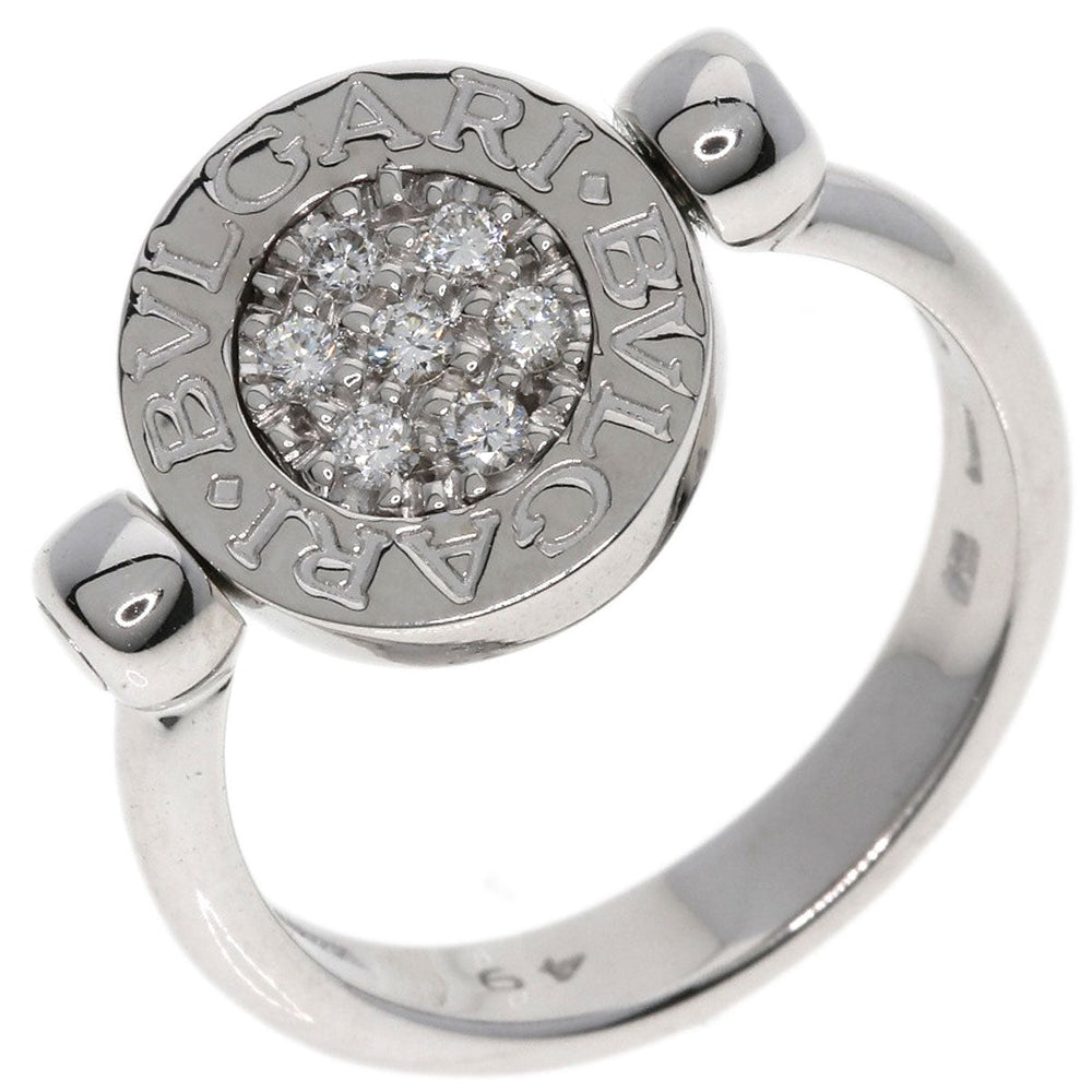 BVLGARI Ring K18WG Silver BVLGARI BVLGARI Flip Onyx Diamond #49 Women Used Authentic