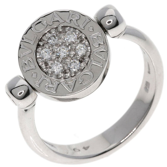 BVLGARI Ring K18WG Silver BVLGARI BVLGARI Flip Onyx Diamond #49 Women Used Authentic