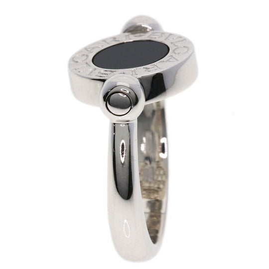 BVLGARI Ring K18WG Silver BVLGARI BVLGARI Flip Onyx Diamond #49 Women Used Authentic