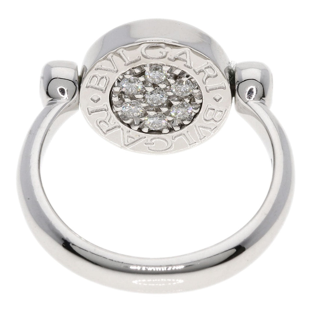 BVLGARI Ring K18WG Silver BVLGARI BVLGARI Flip Onyx Diamond #49 Women Used Authentic