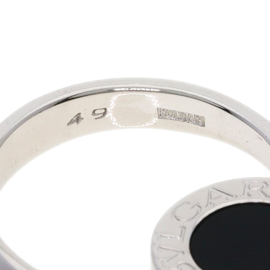 BVLGARI Ring K18WG Silver BVLGARI BVLGARI Flip Onyx Diamond #49 Women Used Authentic