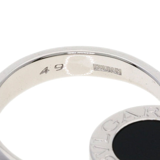 BVLGARI Ring K18WG Silver BVLGARI BVLGARI Flip Onyx Diamond #49 Women Used Authentic