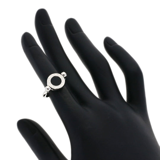 BVLGARI Ring K18WG Silver BVLGARI BVLGARI Flip Onyx Diamond #49 Women Used Authentic