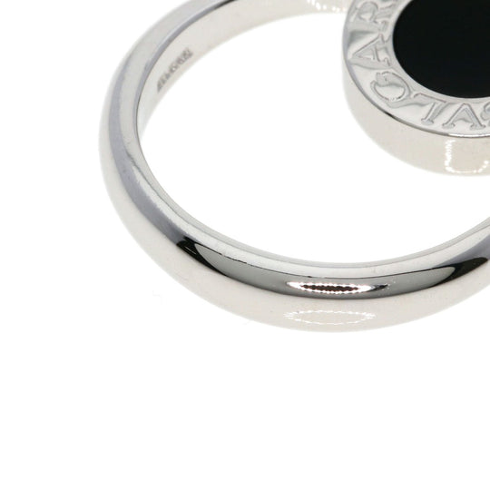 BVLGARI Ring K18WG Silver BVLGARI BVLGARI Flip Onyx Diamond #49 Women Used Authentic