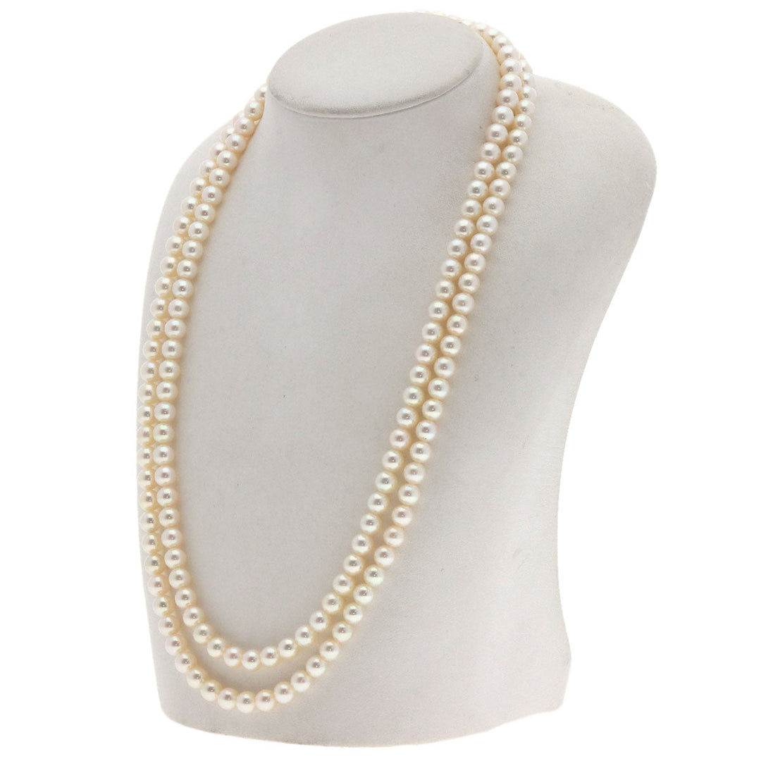MIKIMOTO Necklace K14YG white Pearl Long Women Used Authentic