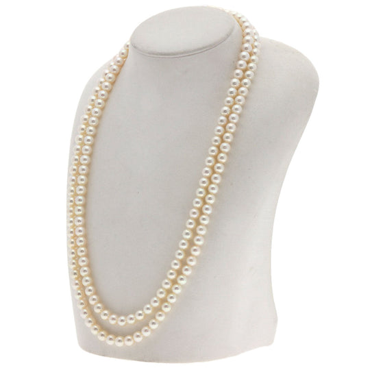 MIKIMOTO Necklace K14YG white Pearl Long Women Used Authentic