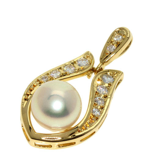 MIKIMOTO Pendant top 18K Yellow Gold gold Pearl pearl diamond Women Used Authentic