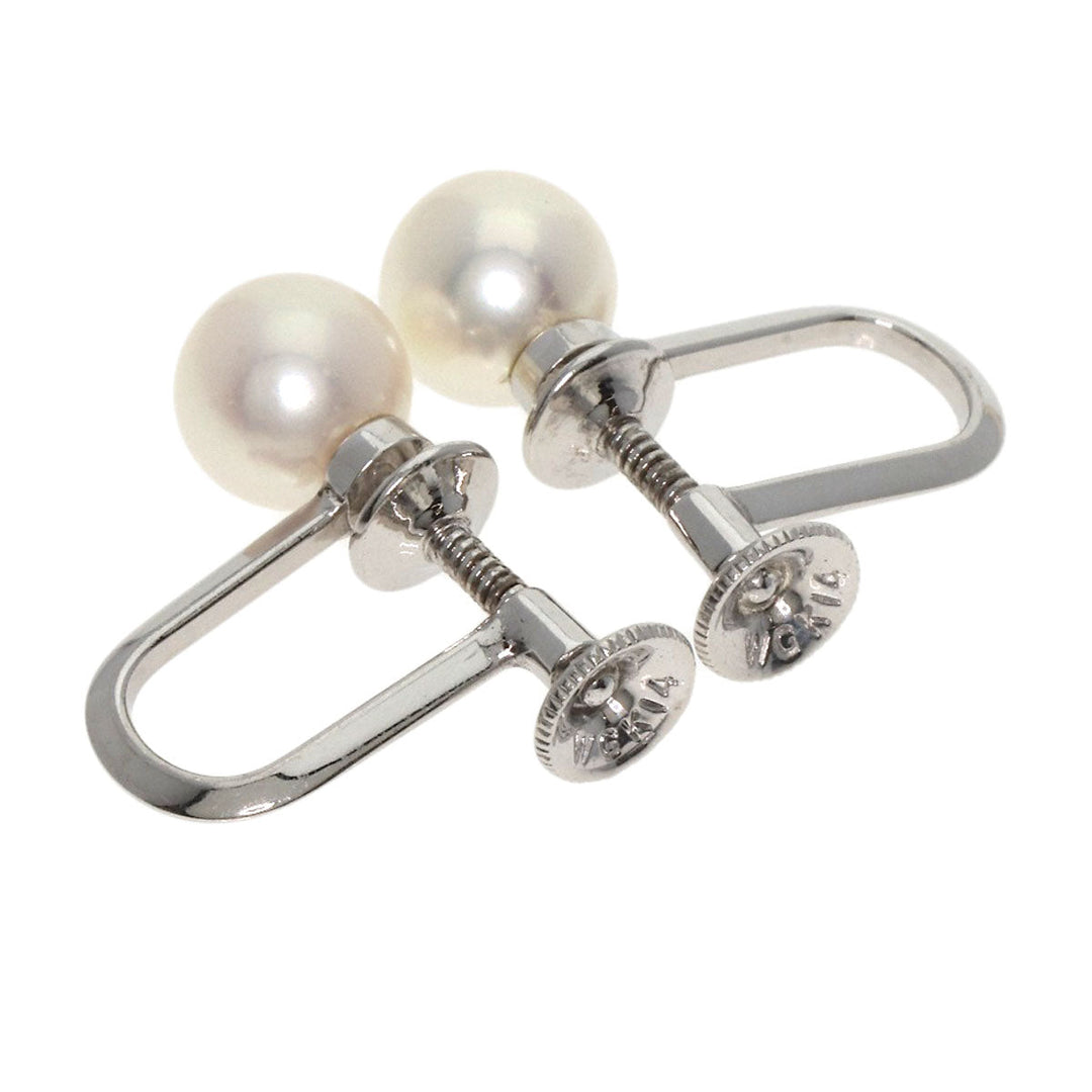 MIKIMOTO Necklace K14WG white Pearl Earrings 2-piece set Women Used Authentic