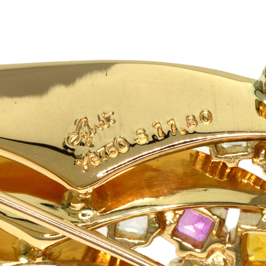 JUNE Brooch 18K Yellow Gold gold sapphire Women Used Authentic