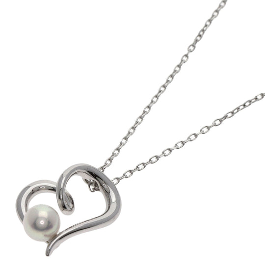 MIKIMOTO Necklace K18WG Silver Pearl Heart Motif