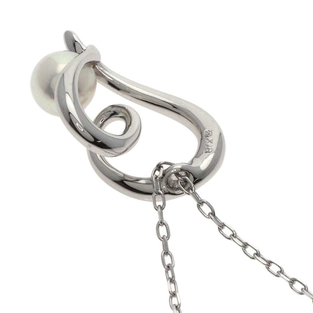 MIKIMOTO Necklace K18WG Silver Pearl Heart Motif