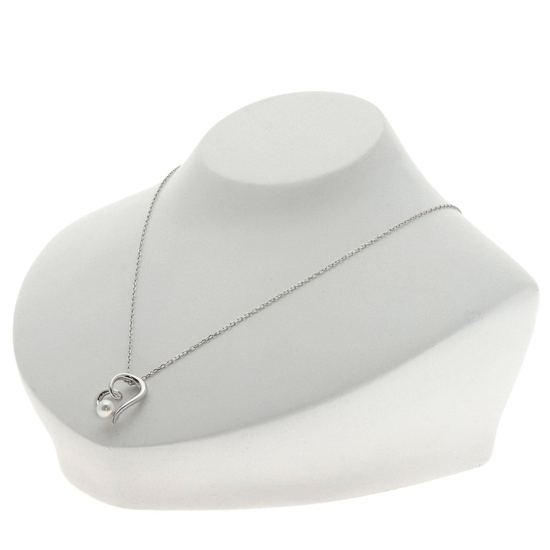 MIKIMOTO Necklace K18WG Silver Pearl Heart Motif