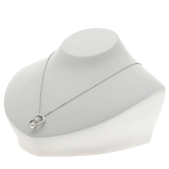 MIKIMOTO Necklace K18WG Silver Pearl Heart Motif