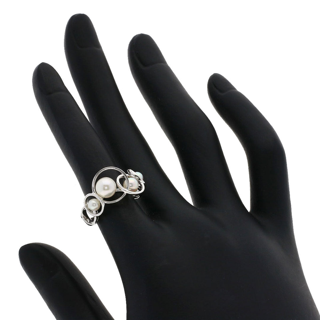 TASAKI Ring K18WG Silver Enima Akoya Pearl Women Used Authentic