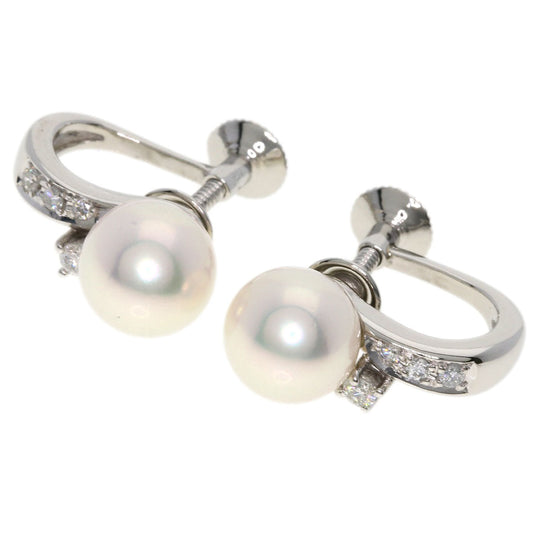 TASAKI Earring PT900 Silver Pearl pearl diamond Women Used Authentic