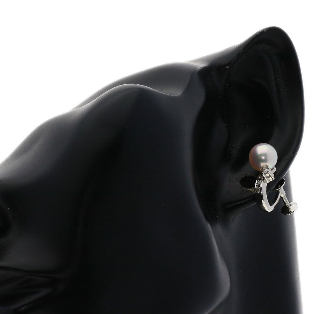 TASAKI Earring PT900 Silver Pearl pearl diamond Women Used Authentic