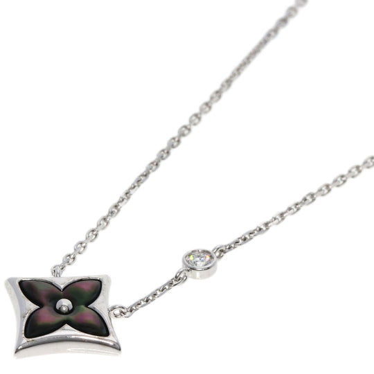 LOUIS VUITTON Necklace K18WG Silver Star Blossom BB Diamond Women Used Authentic