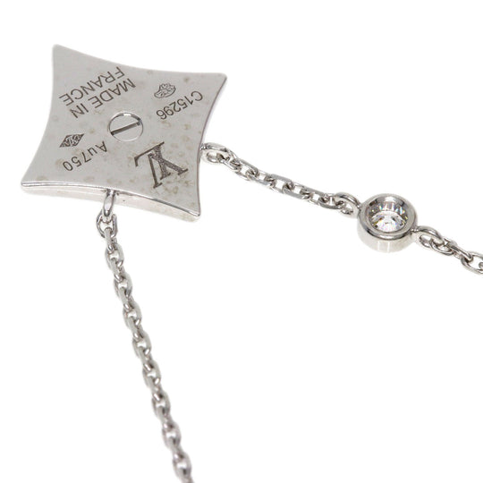 LOUIS VUITTON Necklace K18WG Silver Star Blossom BB Diamond Women Used Authentic