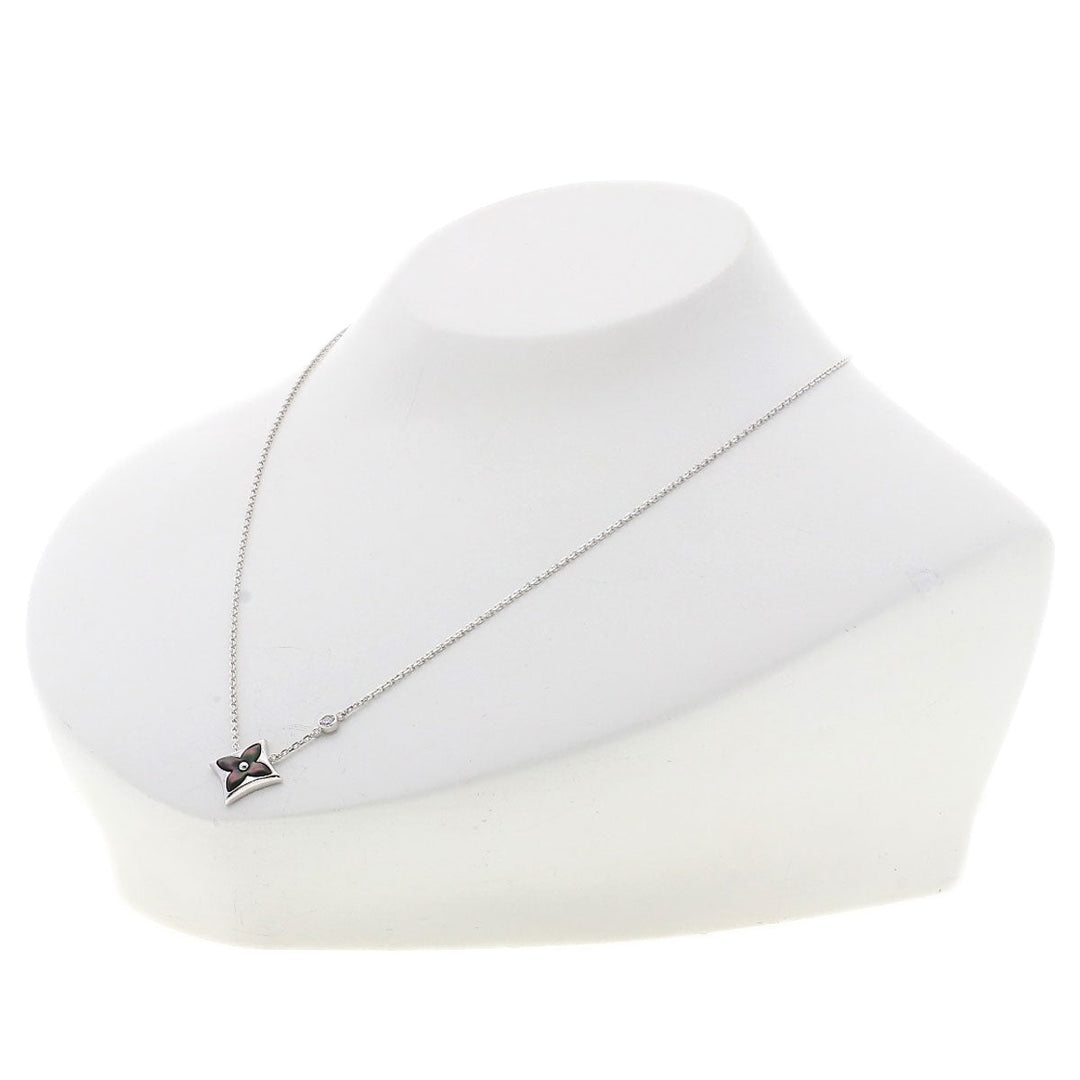 LOUIS VUITTON Necklace K18WG Silver Star Blossom BB Diamond Women Used Authentic
