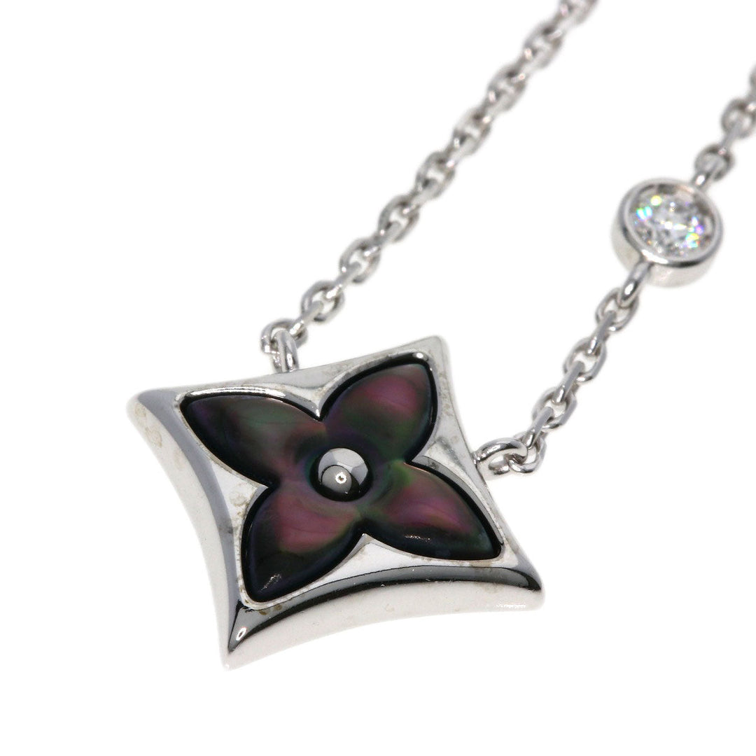 LOUIS VUITTON Necklace K18WG Silver Star Blossom BB Diamond Women Used Authentic