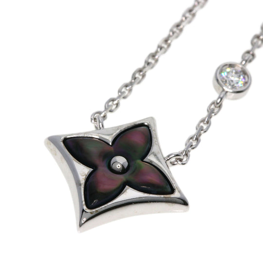 LOUIS VUITTON Necklace K18WG Silver Star Blossom BB Diamond Women Used Authentic