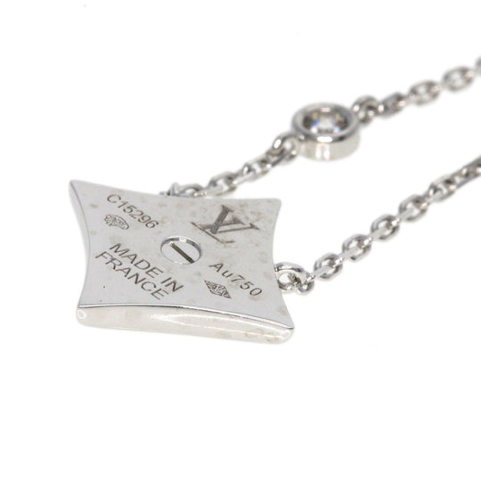 LOUIS VUITTON Necklace K18WG Silver Star Blossom BB Diamond Women Used Authentic