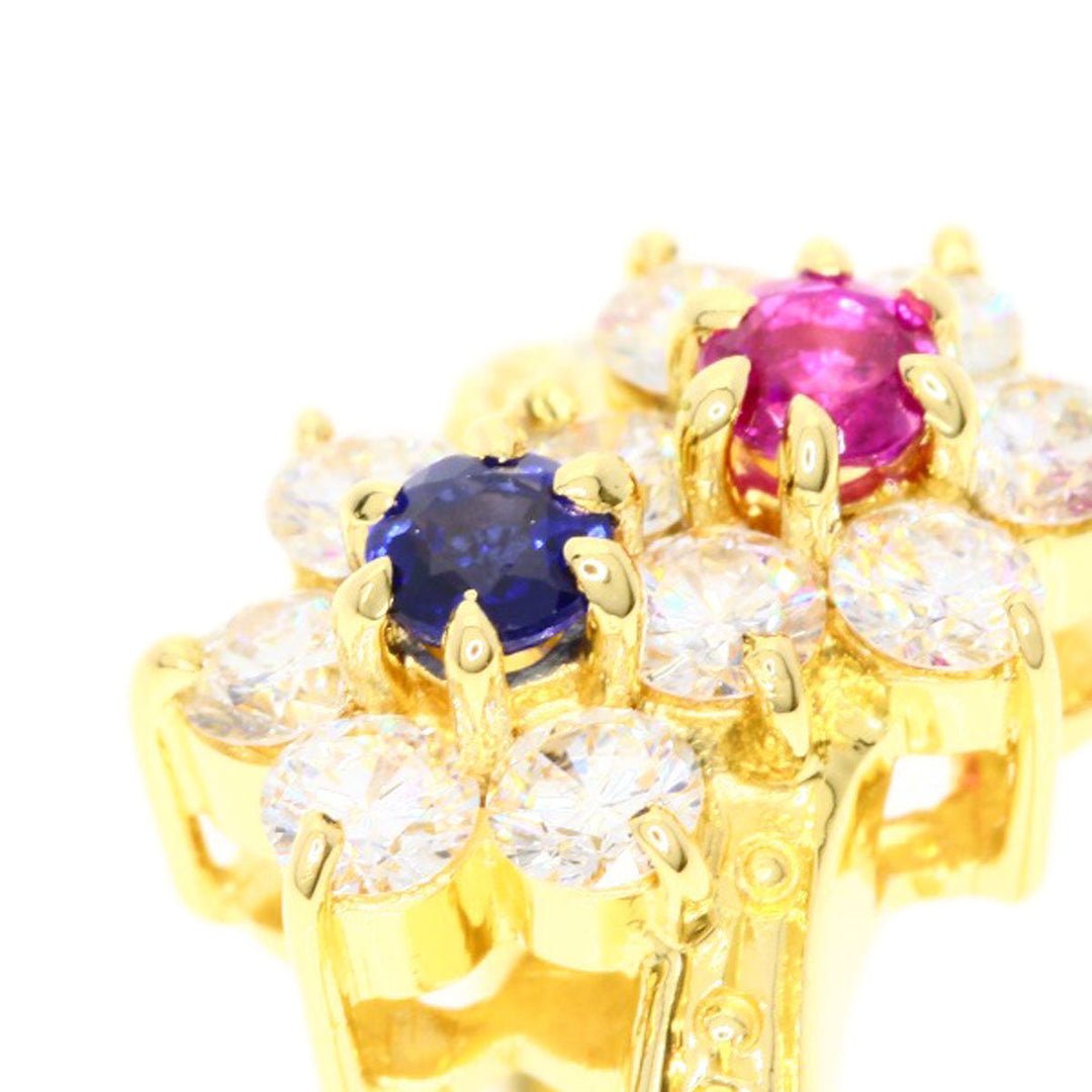 MIKIMOTO Ring 18K Yellow Gold gold Flower motif Diamond Sapphire Ruby
