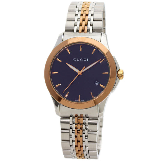 GUCCI Watches Quartz 126.4 Stainless Steel , PGP gold G timeless black dial mens Used Authentic