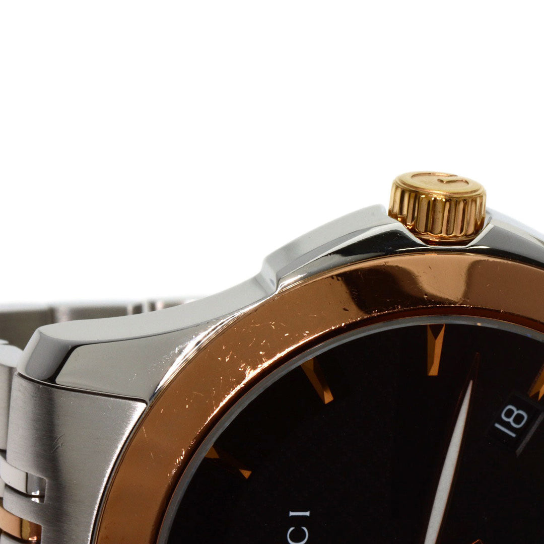 GUCCI Watches Quartz 126.4 Stainless Steel , PGP gold G timeless black dial mens Used Authentic
