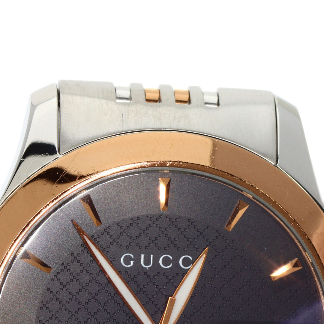 GUCCI Watches Quartz 126.4 Stainless Steel , PGP gold G timeless black dial mens Used Authentic