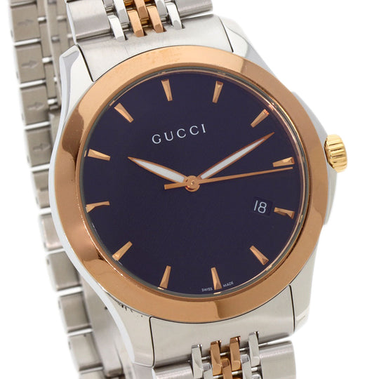 GUCCI Watches Quartz 126.4 Stainless Steel , PGP gold G timeless black dial mens Used Authentic
