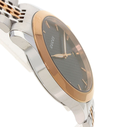 GUCCI Watches Quartz 126.4 Stainless Steel , PGP gold G timeless black dial mens Used Authentic