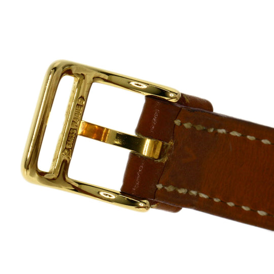 HERMES Watches Quartz Gold Plated, Leather gold Kelly watch gold dial Women Used Authentic