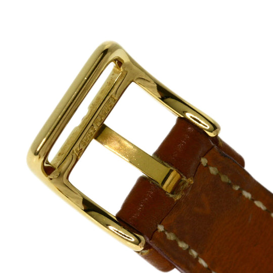 HERMES Watches Quartz Gold Plated, Leather gold Kelly watch gold dial Women Used Authentic