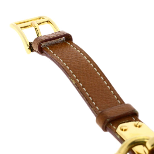 HERMES Watches Quartz Gold Plated, Leather gold Kelly watch gold dial Women Used Authentic